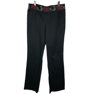 Tibi Flower Embroidered Corduroy Black Vintage Pan